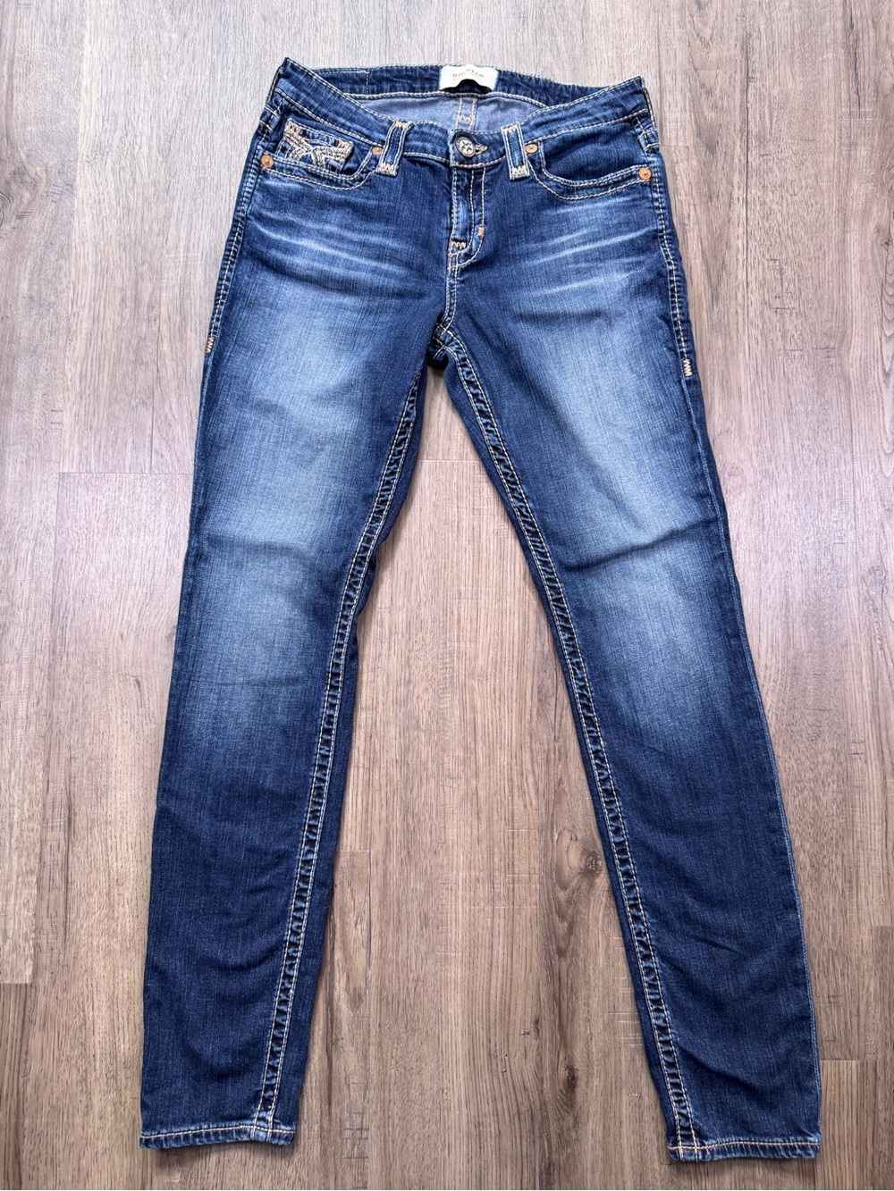 Big Star Maddie Skinny Jeans Dark Wash Embroidered Pockets Size 27R